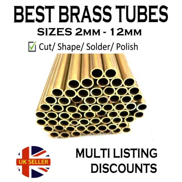 Brass Tube 2mm 3mm 4mm 5mm 6mm 7mm 8mm 9mm 10mm 11mm 12mm 13mm O.D.  x 300mm