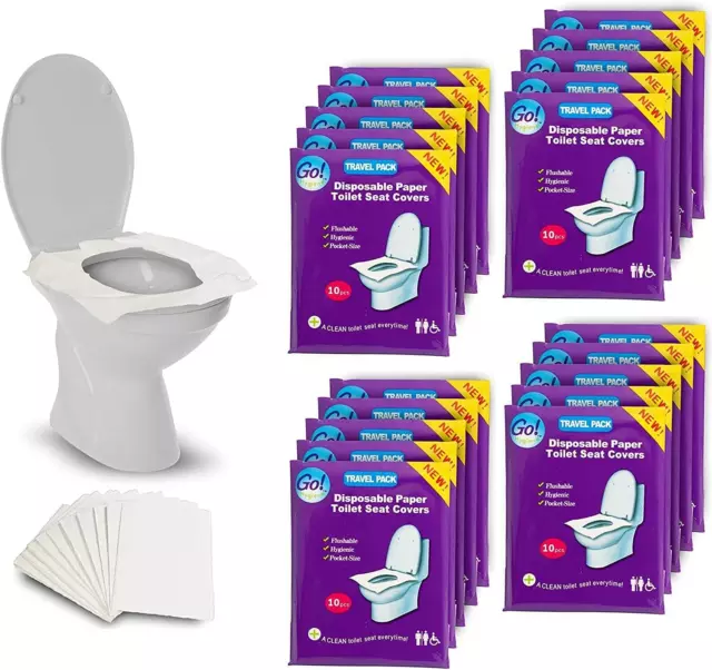 GoHygiene! Travel Essential - Disposable Paper Toilet Seat Covers - 18 PACKS + 2