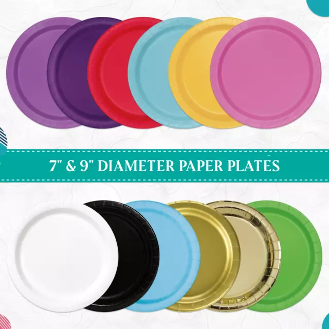 17.8cm/22.9cm Redondo Platos de Papel Liso Colores Sólidos Fiesta Pack Vajilla