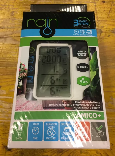 RAIN TIMER CENTRALINA AMICO+ programmatore a batterie da rubinetto irrigazione