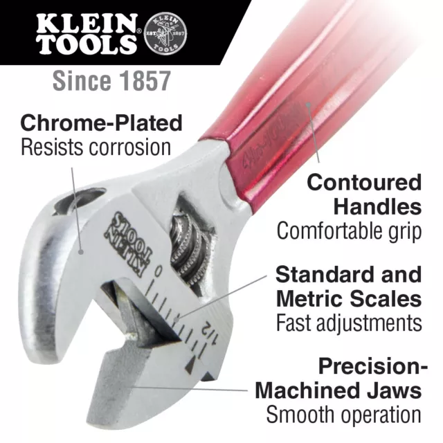 Klein Tools D509-8 Réglable Lecteur Clé, Forgé Avec Extra-Wide 8-Inch Mâchoire 2