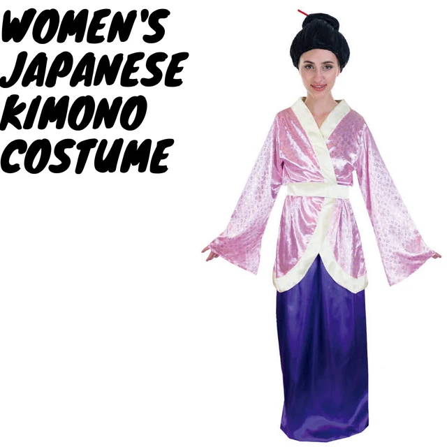 JAPANESE Kimono Costume Geisha Dress Oriental Japan Asian Adult Womens