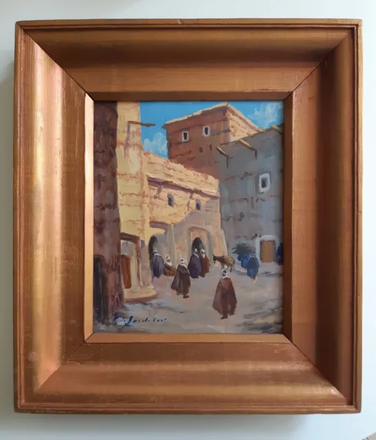 Ancien tableau ORIENTALISTE peinture Pierre de SAEDELER - arabe KASBAH Maghreb