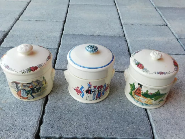 vintage 3 POT à FOIE GRAS SARREGUEMINES ribeauville obernai DUCK Liver ALSACE