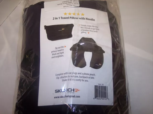 The Best 2 In 1 Pillow/Hoodie Cell Phone Pocket, Ear Plugs Skorch Travel Pillow