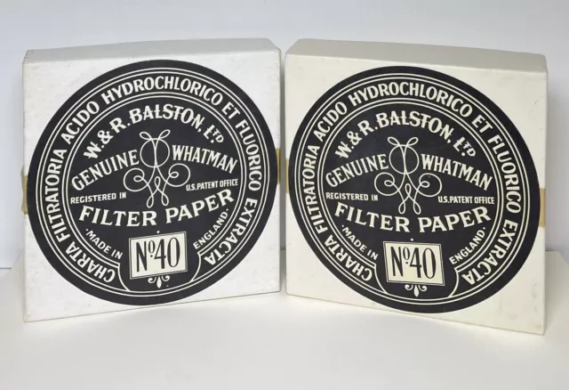W&R Balston Genuine Whatman Filter Paper No. 40 11.0cms 100 Circles Lot Of 2 NOS