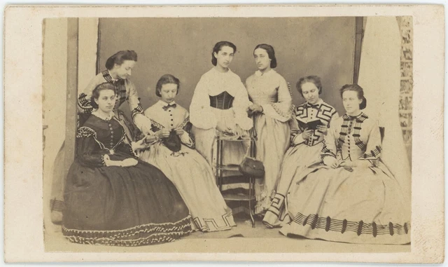 CDV circa 1865. Colombier Women's Group in Dress. Fashion.