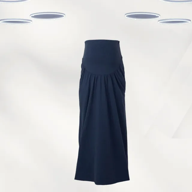 Ex Frugi Women's Jersey Maxi Skirt In Blue Indigo (Defect)