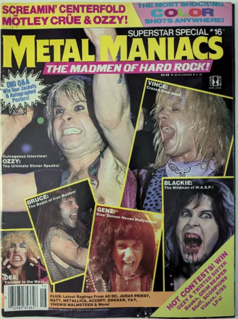 Metal Maniacs Magazine 1985 Motley Crue, Ozzy, KISS, Maiden, WASP,Twisted Sister