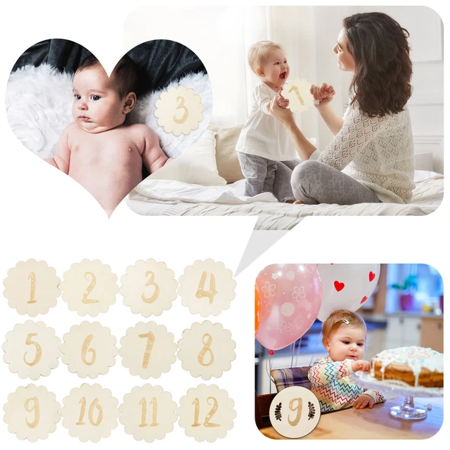 Wooden Monthly M Ilestone Photo Cards B Aby Announcement Cards Double Sided