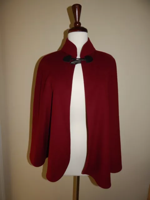 BURBERRY Authentic MEDIUM Solid Red Wool Cashmere Blend Cape Wrap ~ EUC~