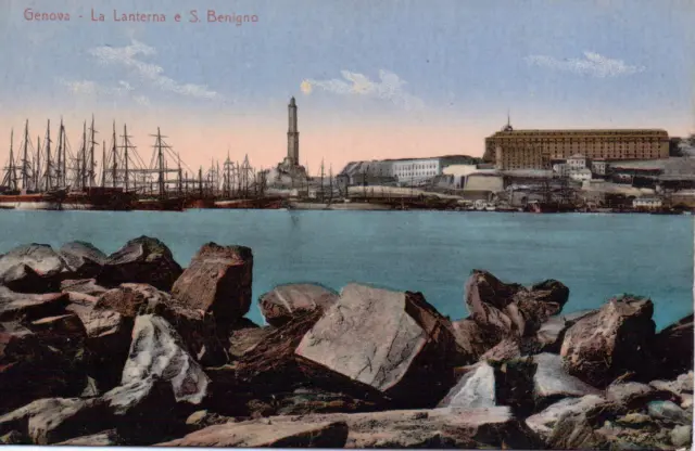 Vintage Postcard, " Genova - La Lanterna E . Benigno ".