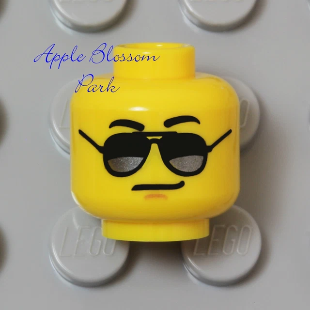 NEW Lego City Police Agents Boy MINIFIG HEAD w/Black Aviator Sun Glasses