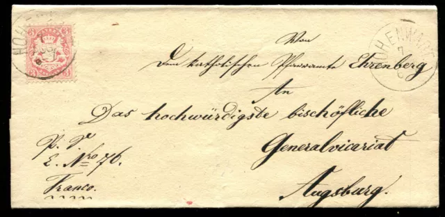 BAYERN Brief o.J. (MiNr. 23) v. HOHENWART n. AUGSBURG (Generalvikariat) #38076