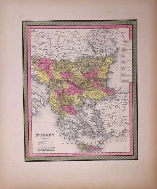 1847 Map ~ TURKEY in EUROPE - CANDIA, BLACK SEA, HUNGARY - (14x17)-#1776