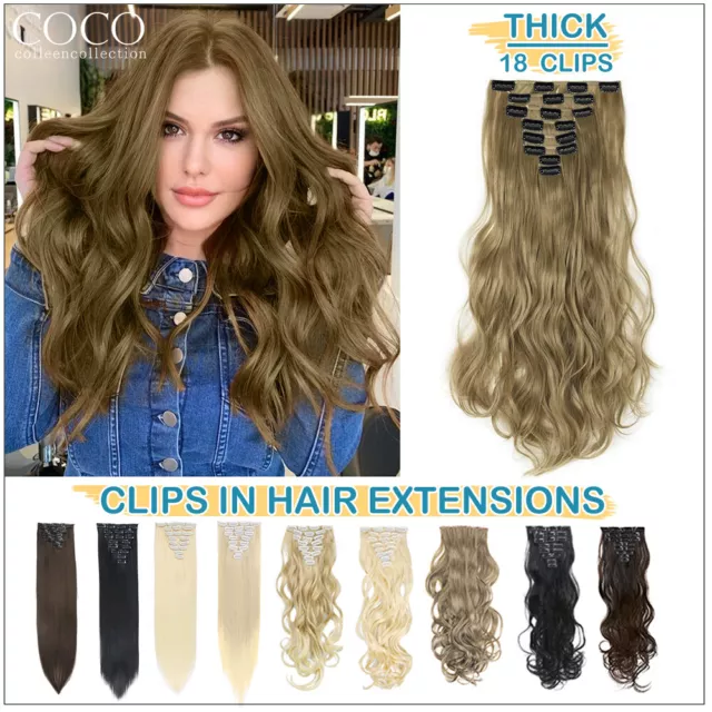 CLEARANCE! AU 8 Pieces Clip in Real Natural As Human Hair Extensions Long Thick