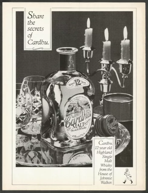 CARDHU Malt Scotch Whisky.From the House of Johnnie Walker-1986 Vintage Print Ad