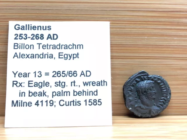 Gallien, 253 - 268 AD, milliard tétradrachme Alexandrie, aigle égyptien RARE !!