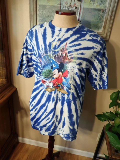 Walt Disney Disneyland Four Parks Vintage Tye Dye Animation T Shirt Large