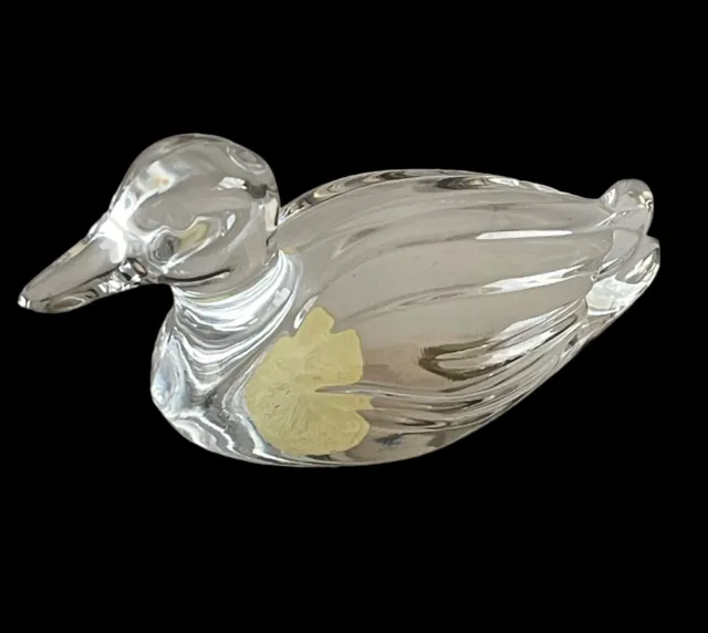 Duck Paperweight 24% Crystal Art Glass Figurine Germany Vintage Clear Bird