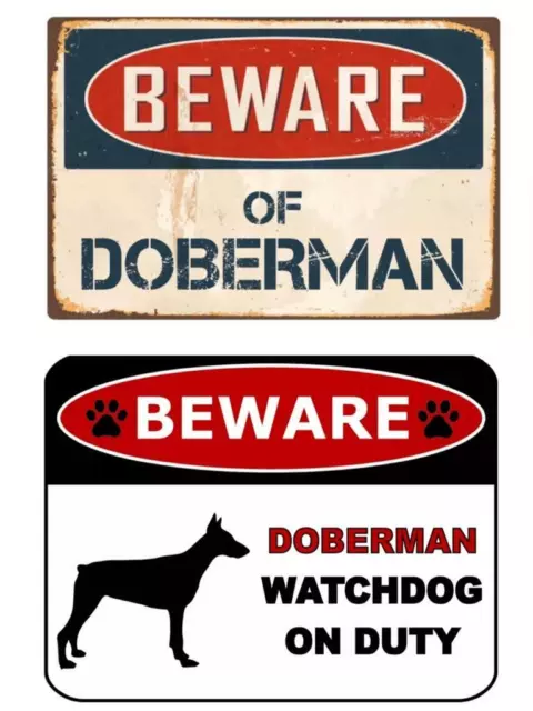 Metal Plate Sign Beware Of Doberman Warning Wall Watch Dog Gate Bar Home Decor