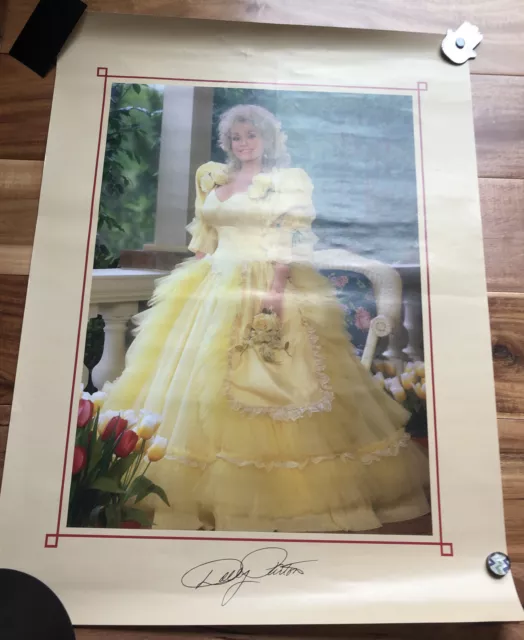 Vintage Dolly Parton Original Poster 22" x 27" vintage country Yellow Dress RARE 3