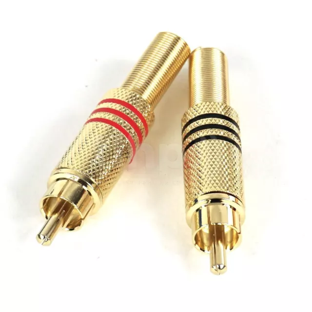 2Pcs of Metal RCA Phono Male Plug Solder Soldering Connector Adapter Terminal AV