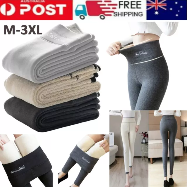 Woman Thermal Fleece Lined Leggings Winter Warm High Waist Slim  Stretchy Pants