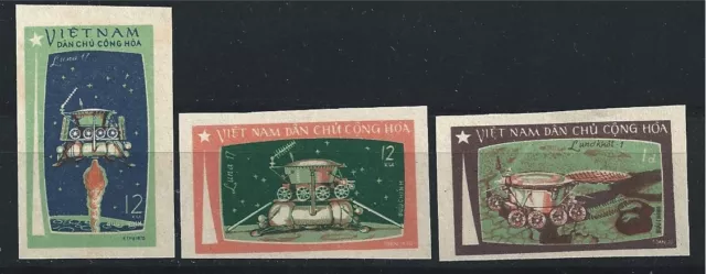 VIETNAM 1971 MiNr: 672 U - 674 U ** IMPERF LUNA KOSMOS COSMOS SPACE