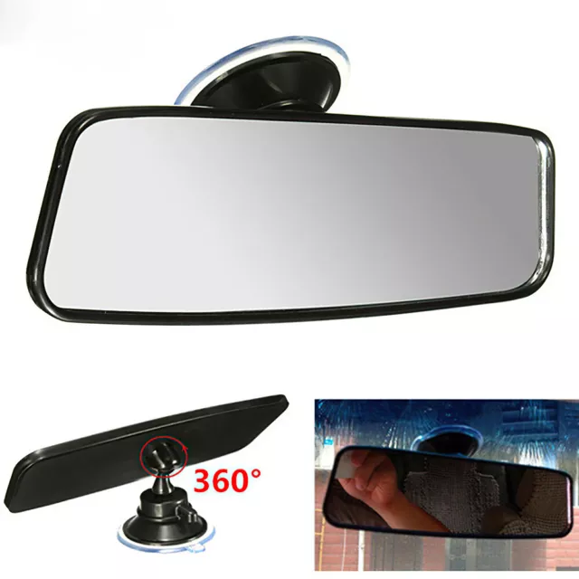 Rear View Mirror Glass Suction Cup Learner Driver Stick On Interior Wide Car