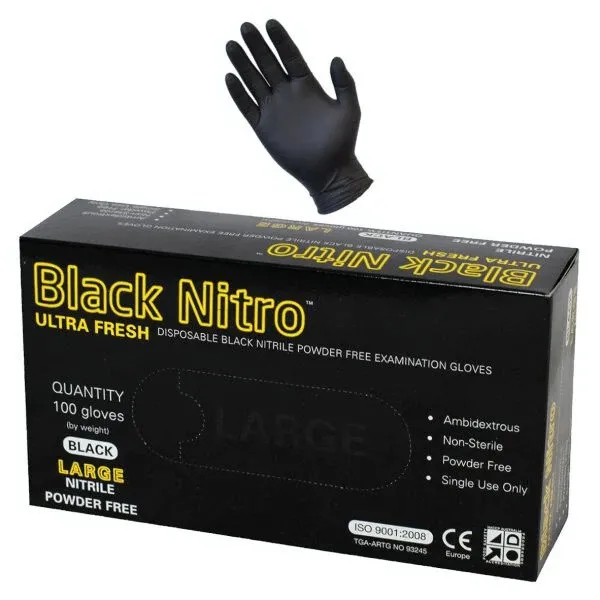 Black Disposable Powder Free Nitrile Gloves Food Industrial Medical Protection