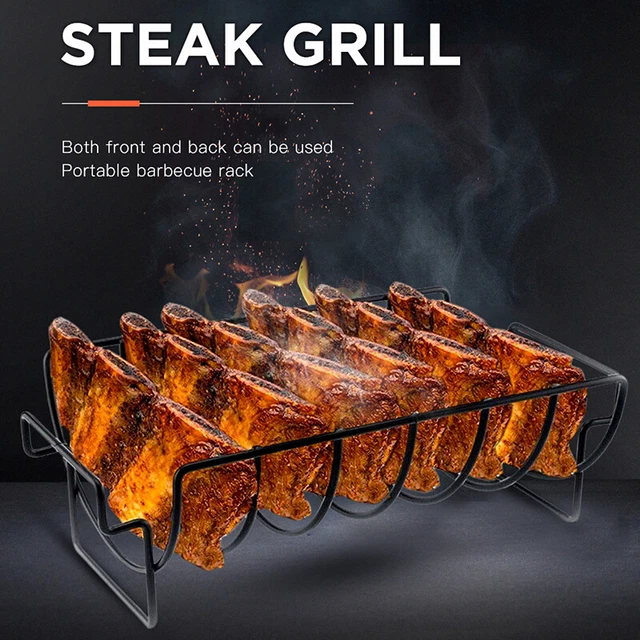 Supporto per mensola antiaderente costola costola per barbecue e cesto per grigliate in acciaio inox B~H7