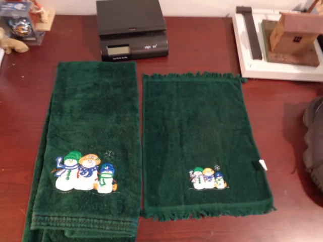 Snowman Towel set Dark Green LOOK
