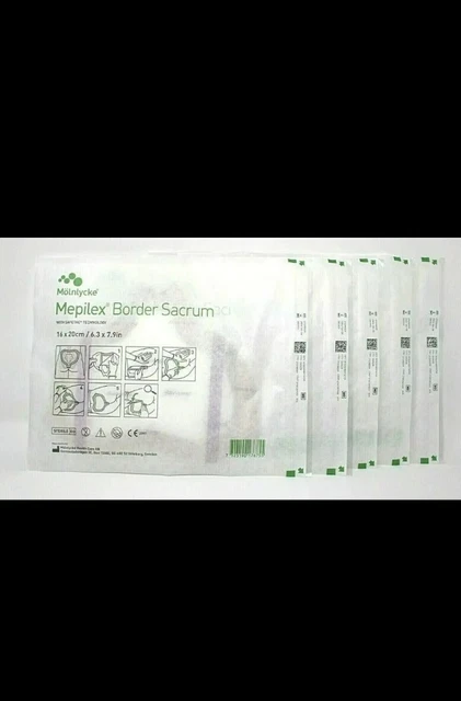 Molnlycke 282055 Mepilex Border Sacrum 6.3" x 7.9" 5 dressings - Exp. 9/2024