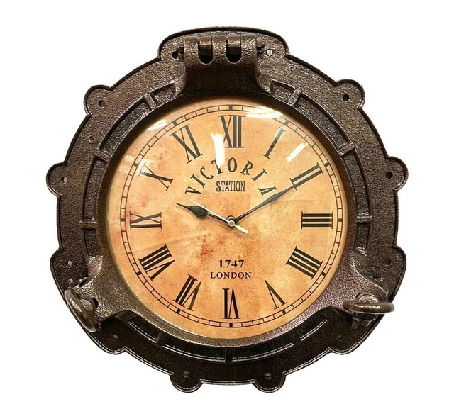 Bullauge Antik Marine Messing Schiff 15 " Uhr Nautisch Wanduhr Dekoration