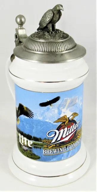 Lidded Beer Stein Miller Eagle Special Edition Very RARE Collectible Free Ship