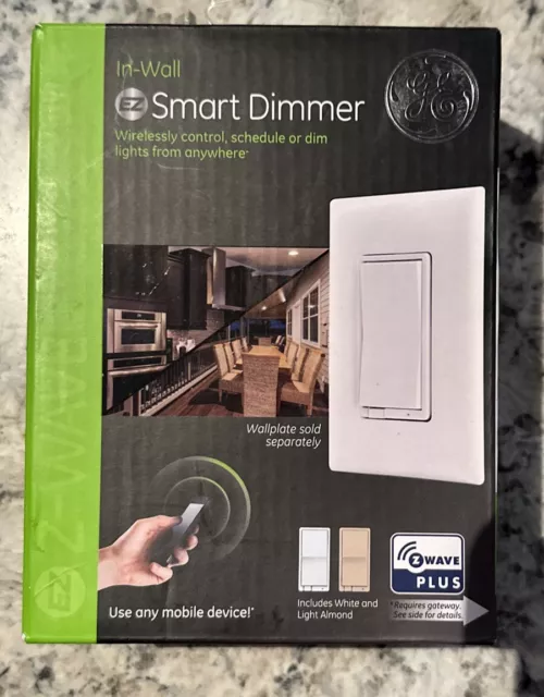 GE Smart Dimmer Light Switch Z-Wave ZW-3005 In-Wall White Or Almond