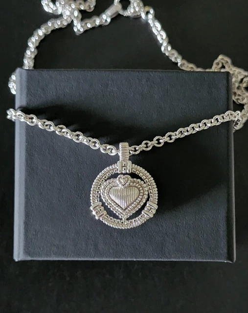 JUDITH RIPKA Designer JR 925 Sterling Silver DIAMOND Heart Pendant Rolo Necklace JUDITH RIPKA Designer JR 925 Sterling Silver DIAMOND Heart Pendant Rolo Necklace