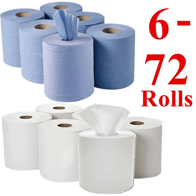 thumbnail interactive-video image 1 of Phoenix 2-Ply Blue Embossed Centre Feed Hand Towels – Bulk Rolls (6/12/24/48) – Made In UK 1 of 6