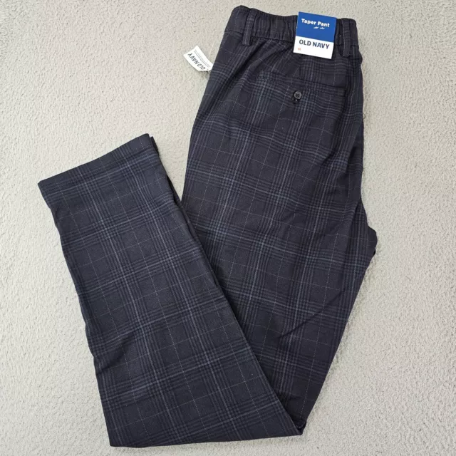 Old Navy Pants Mens Medium Blue Glen Plaid Taper Fit Stretch Drawstring Chino