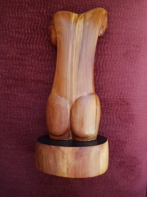 Vintage Unique Hand Carved One Piece Wooden Man/Woman Nude Modern Art. 