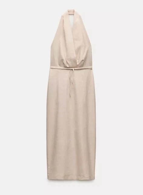 knee length dresses for ladies Tied Up In Elegance Halter Midi Dress main image 1