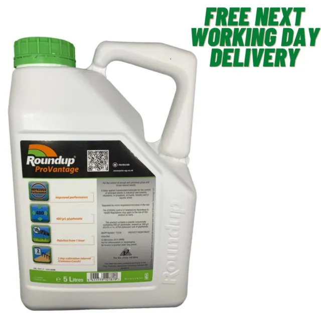 1 x5L ROUNDUP PRO VANTAGE 480g/l STRONGEST WEED KILLER AVAILABLE ON THE MARKET