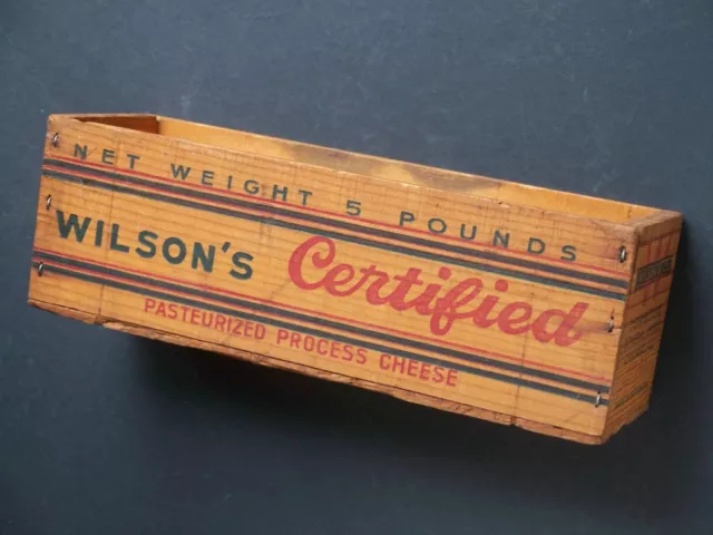 Large Vintage 5-Pound WILSON'S Certified Wooden Cheese Box Crate ~ Chicago ILL