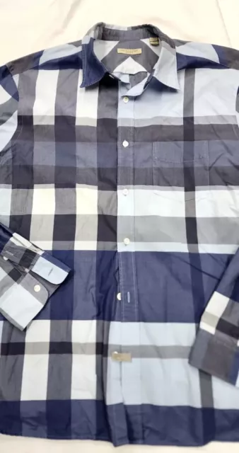 Burberry Brit XL blue plaid button down men's shirt