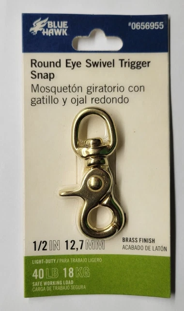 Blue Hawk 1/2" Round Eye Swivel Trigger Snap Hook 40lb Brass 0656955