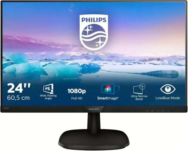 Philips V-Line 24 Inch HD IPS 75Hzs Monitor With Speakers Smart Image 243V7QJABF