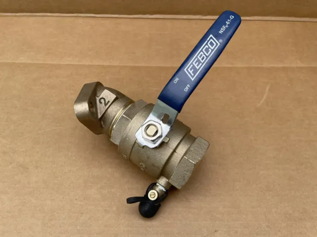 NEW - FEBCO 2" LF622F BALL VALVE 1/4" TAPPED w ANGLED 2" FITTING 600 CWP