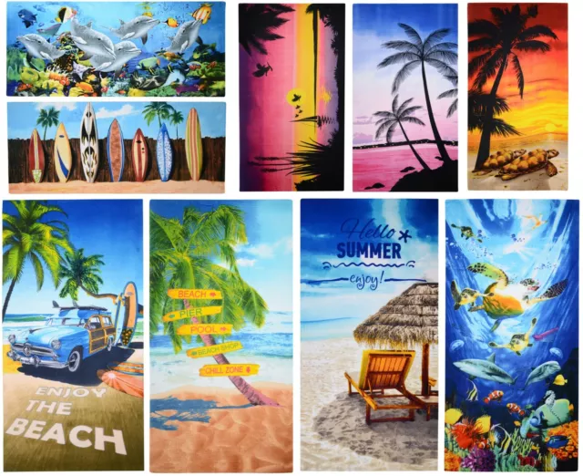 Großes Mikrofaser Strand Badetuch leicht Sport Reise Fitnessstudio Sommer Handtücher