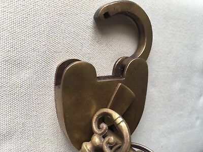 3" Vintage style old look Padlock solid 100% pure brass 2 keys heavy lock worksB